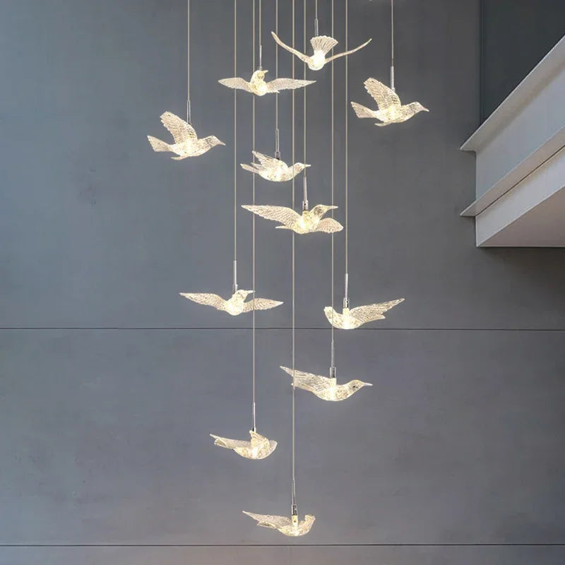 suspension LED décorative en forme d'oiseau idéale pour loft - vue 3 sur 18