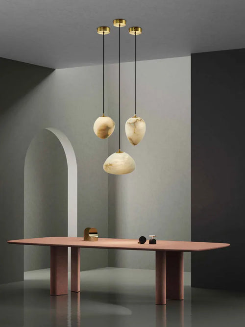 lustre suspendu en marbre géométrique pour éclairage moderne - vue 5 sur 12