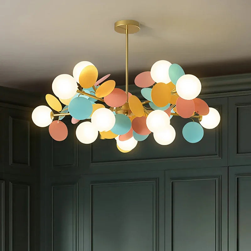 lustre moderne en verre design raisin doré luminaires suspendus - vue 3 sur 18