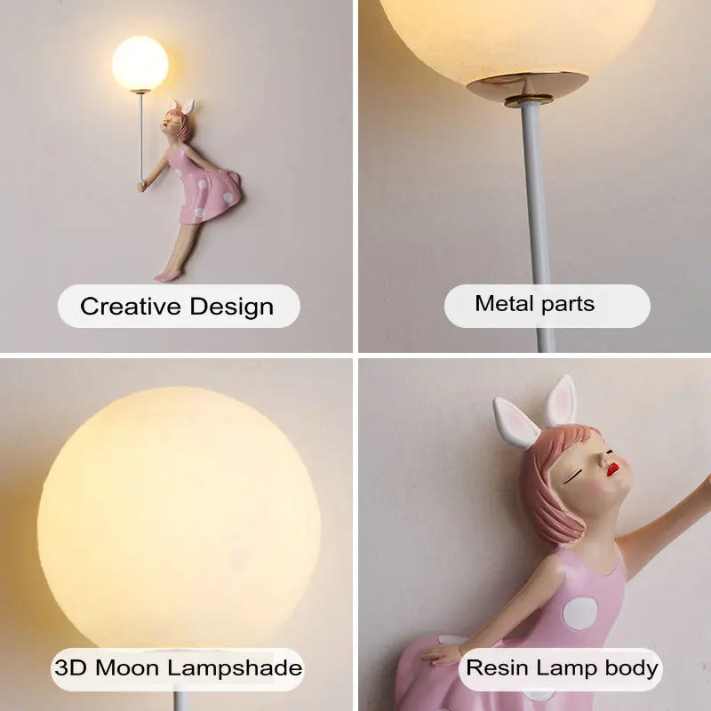 Applique murale résine abat-jour lune forme enfants crèche - vue 5 sur 11
