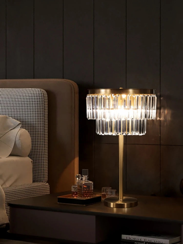lampe de bureau en cristal de cuivre design moderne luxe - vue 3 sur 9