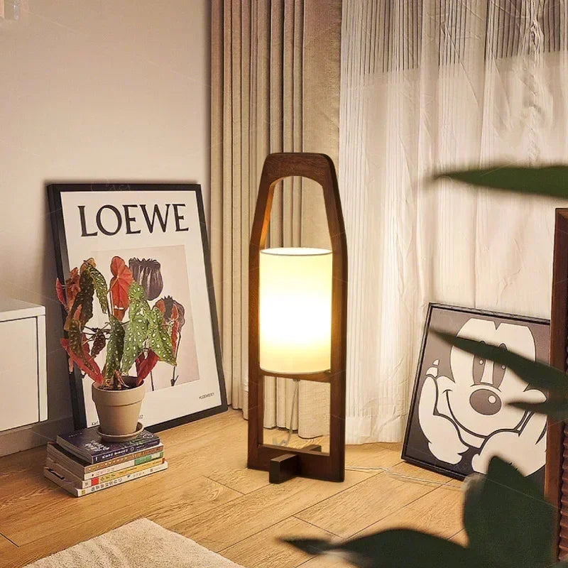 lampadaire en bois japonais wabi sabi pour décoration intérieure ambiance zen - vue 5 sur 8
