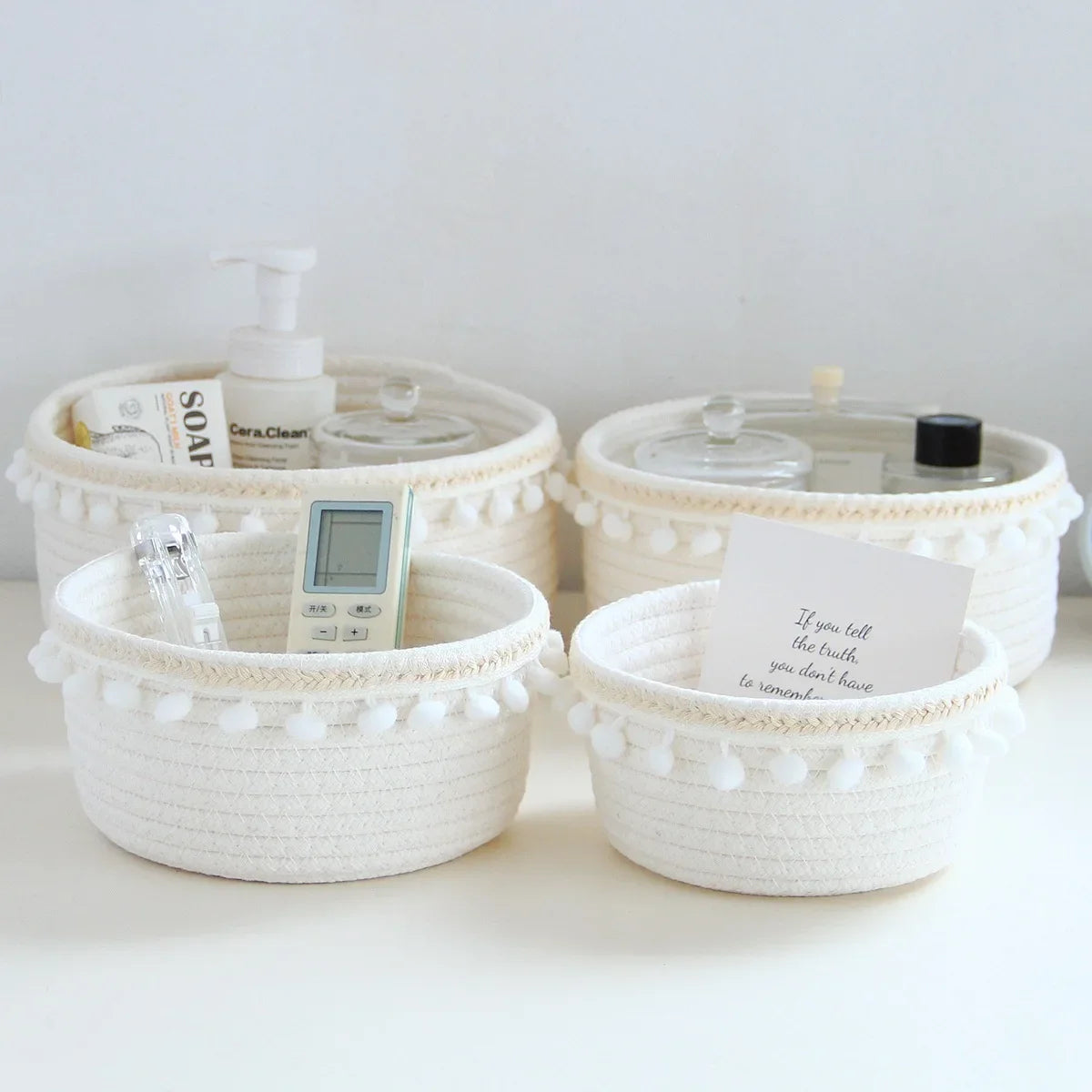 panier de rangement tissé portable pour jouets et bureau - vue 6 sur 9