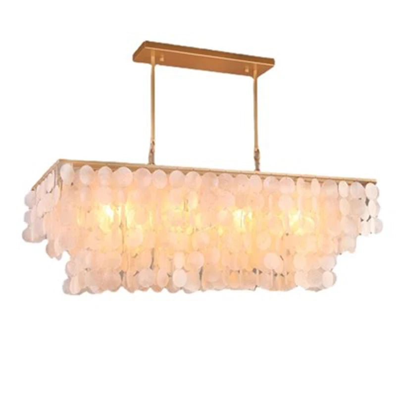 2024 Modern simple living room Scandinavian shell dining room romantic light luxury checkroom B&B rectangular suction chandelier - vue 3 sur 7