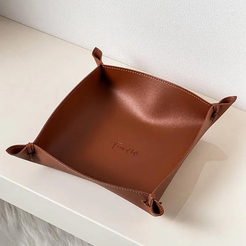 plateau de rangement en cuir pour dés bijoux et clés - vue 14 sur 14