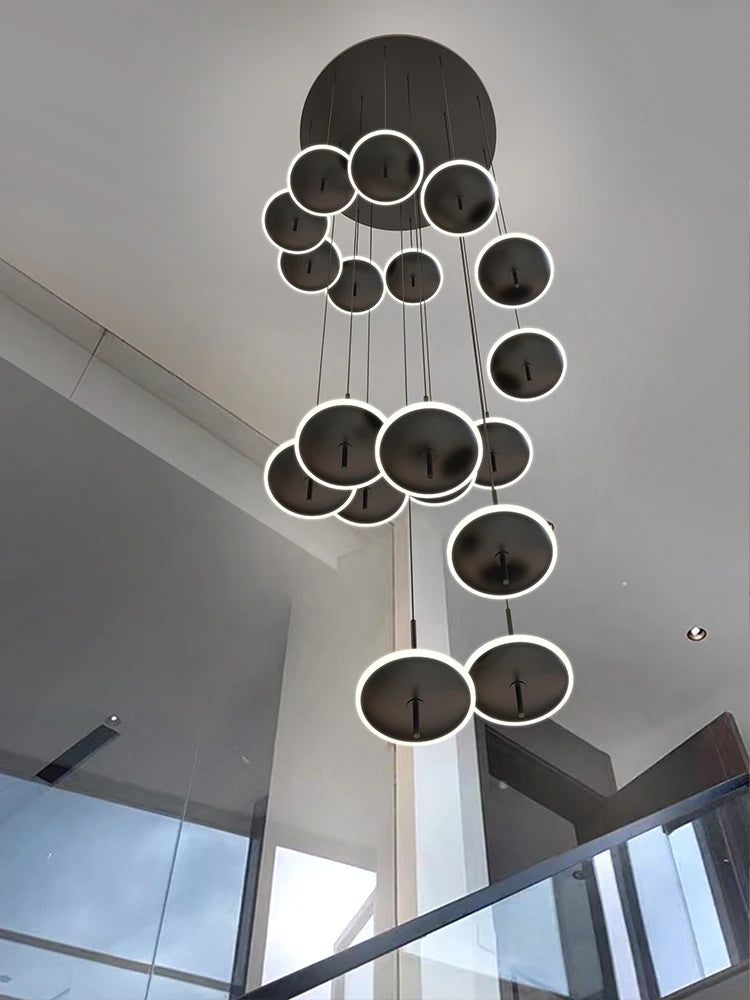 lustre nordique suspendu créatif en acrylique doré à led - vue 5 sur 15
