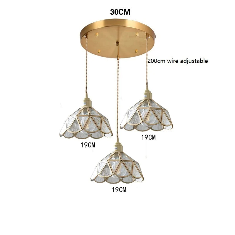 Suspension vintage en cuivre avec abat-jour en verre fait main - vue 14 sur 21