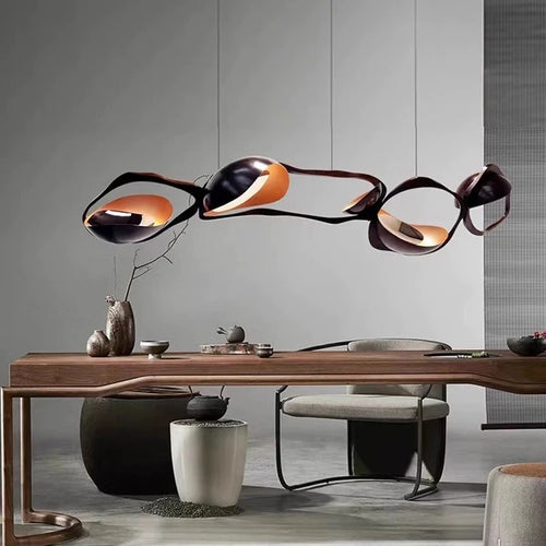 Lustre design noir et cuivré moderne - vue 2 sur 9