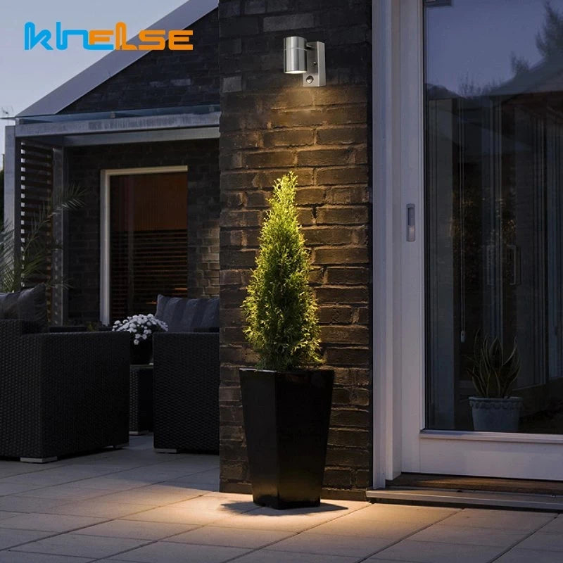 applique murale led avec capteur de mouvement étanche en acier inoxydable - vue 7 sur 8