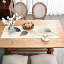 Chemin de table motifs feuilles abstraits style botanique