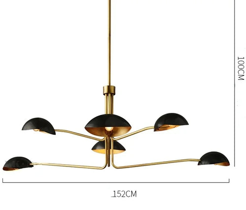 lustre rétro en cuivre design créatif à bras long - vue 14 sur 16