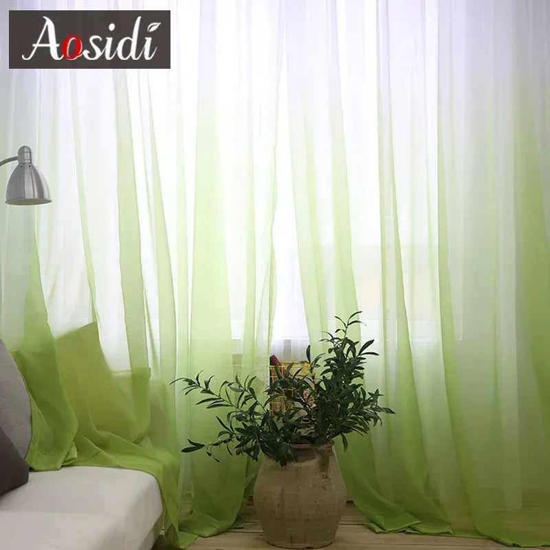 Voilage tulle dégradé moderne léger pour salon chambre - vue 2 sur 10
