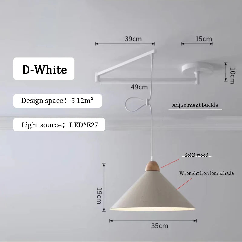 Lustres à bascule de Table à manger modernes LED peuvent être déplacés lampes à long poteau nordique Simple télescopique pliant lustre à bras Long - vue 12 sur 22