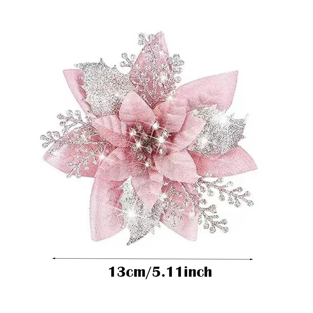 décoration suspendue fleur pailletée pour arbre de noël - vue 15 sur 34