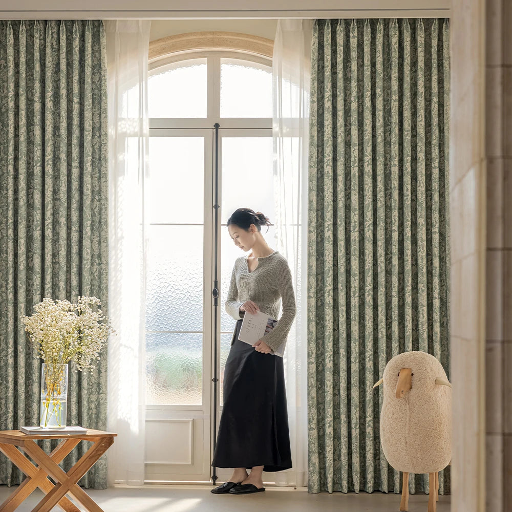 Rideau occultant floral style européen pour salon chambre - vue 2 sur 9