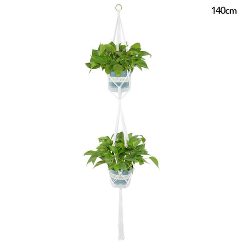 paniers suspendus en macramé pour plantes et décoration - vue 17 sur 19