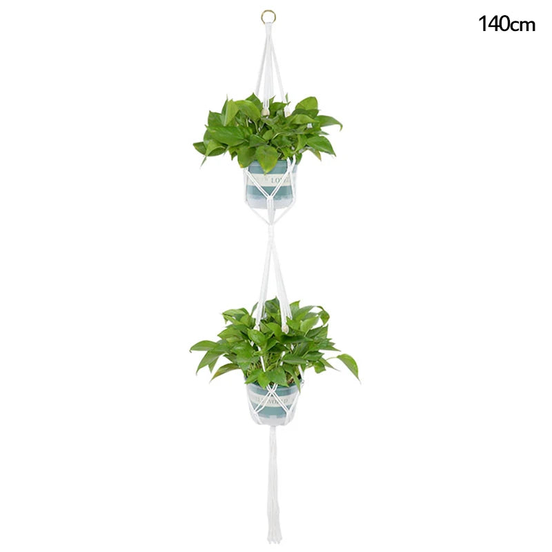 paniers suspendus en macramé pour plantes et décoration - vue 17 sur 19