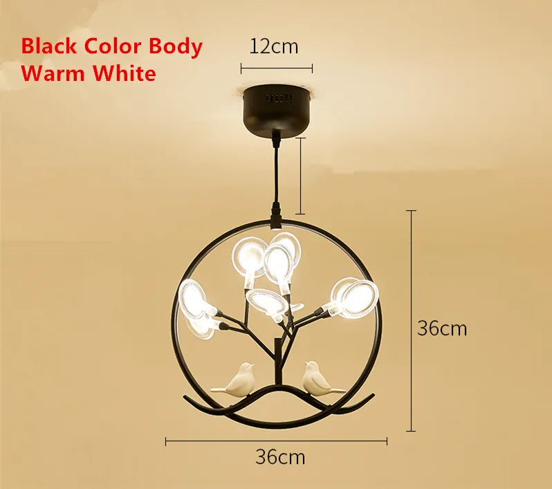 lustre design nordique cage à oiseaux branche d'arbre halo - vue 11 sur 12