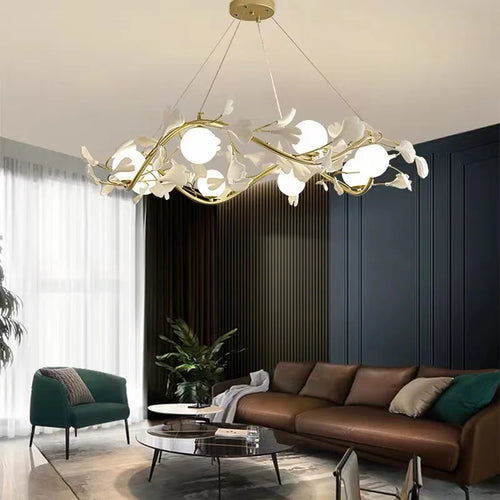 suspension lumineuse en verre design nordique ginkgo moderne - vue 3 sur 11