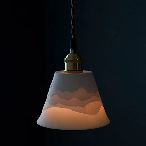 suspension Style japonais Zen en céramique chez l'habitant salon montagne ombre chambre en laiton LED lumières - vue 3 sur 7
