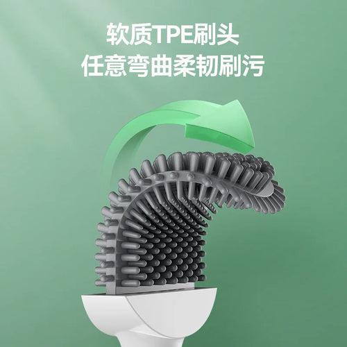 brosse de toilette en silicone avec support suspendu et manche long - vue 5 sur 8