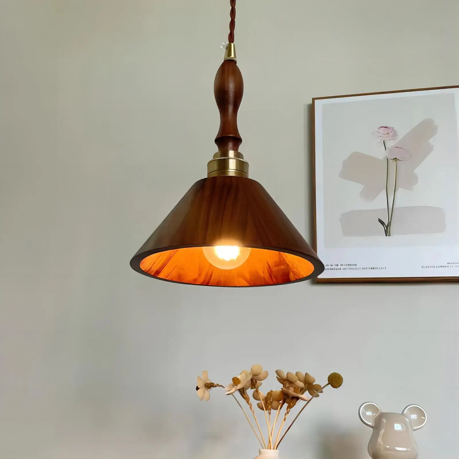lustre en bois massif style japonais pour intérieur élégant - vue 3 sur 7