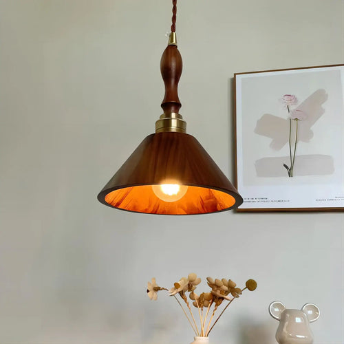 lustre en bois massif style japonais pour intérieur élégant - vue 4 sur 7