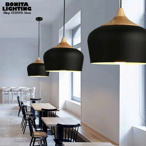 lustre en bois design nordique pour éclairage moderne - vue 3 sur 10