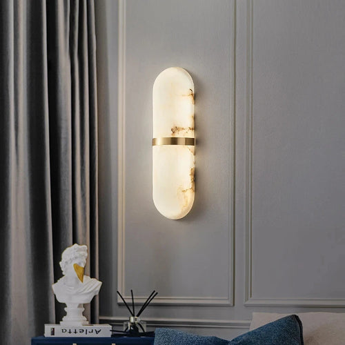 Semi-cylindre applique murale Led 18W Imitation marbre décor lampe de chevet salon salle à manger salle de bain porte couloir applique lumières - vue 4 sur 8