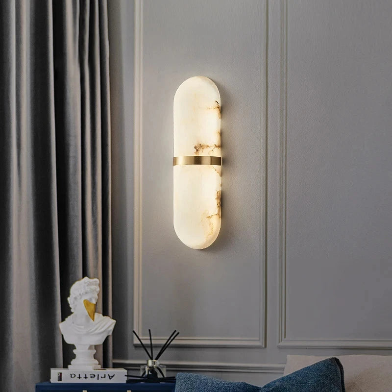 Semi-cylindre applique murale Led 18W Imitation marbre décor lampe de chevet salon salle à manger salle de bain porte couloir applique lumières - vue 3 sur 8