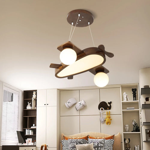 suspension en bois massif motif avion pour enfants - vue 3 sur 8