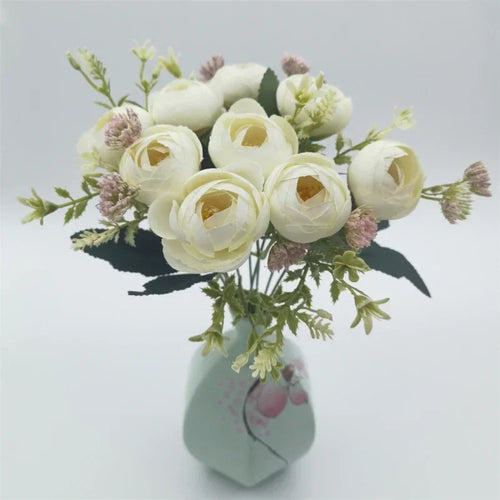 bouquet de roses en soie décoration de jardin fleurs artificielles - vue 7 sur 12