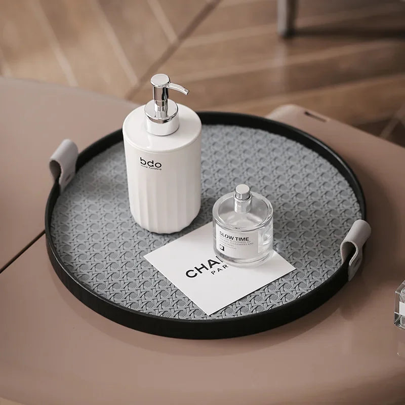 plateau en cuir rétro pour rangement et décoration luxe - vue 4 sur 8