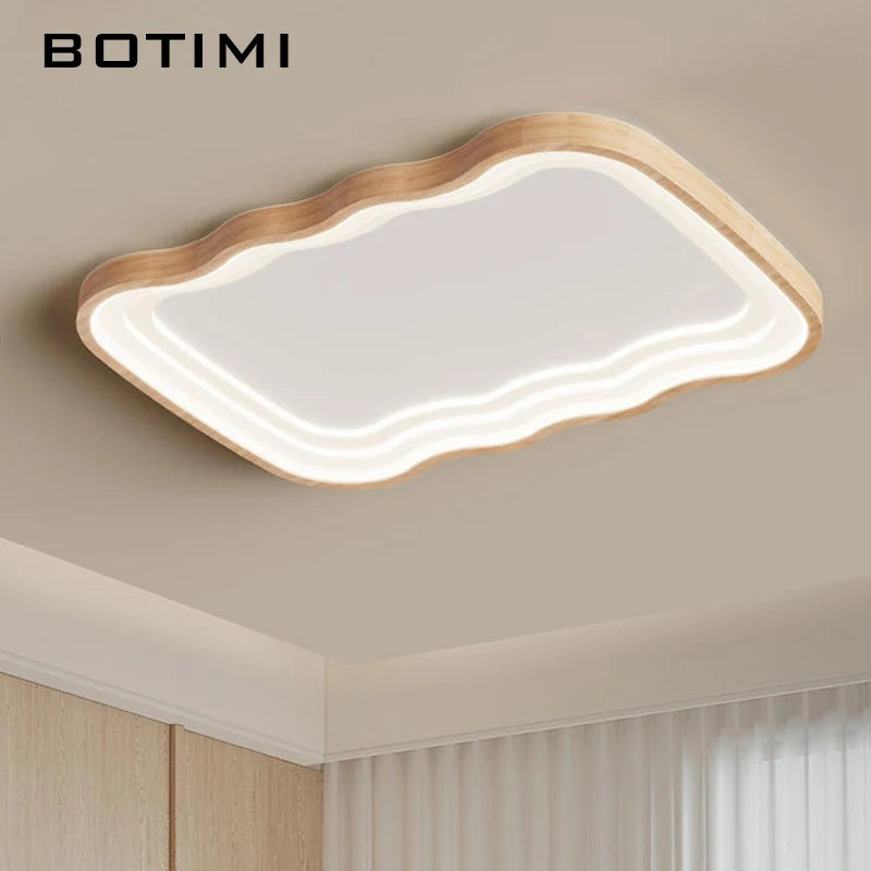 Plafonnier LED rectangulaire en bois - vue 4 sur 11