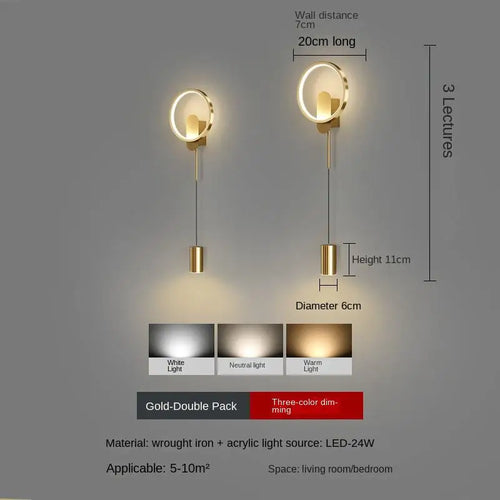 Nordic minimalist living room background wall light, modern creative corridor hallway light, bedroom bedside decorative light - vue 14 sur 13