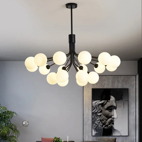 lustre moderne en verre à bulles et fleurs décoratif - vue 3 sur 12