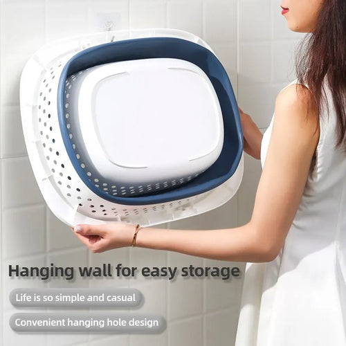 panier à linge pliable en plastique pour rangement à la maison - vue 4 sur 8