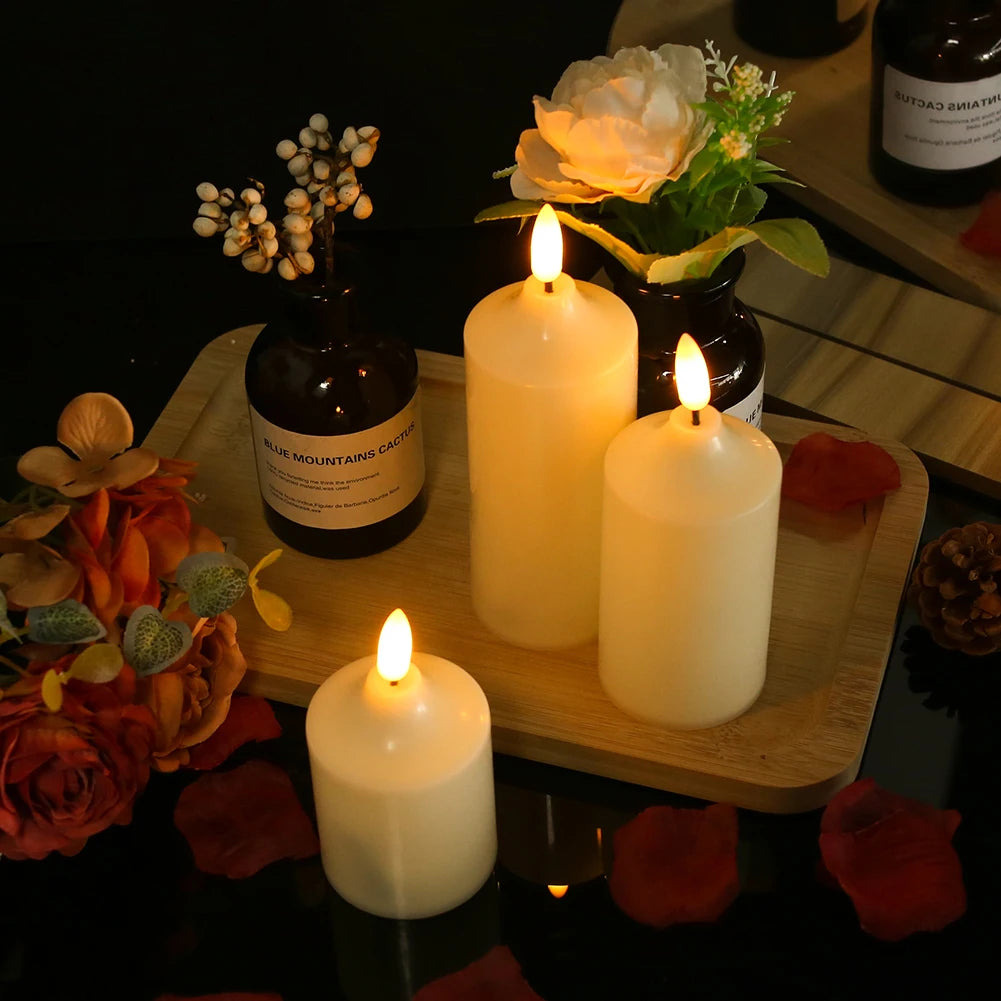 lot de 3 bougies led sans flamme avec minuterie à distance - vue 5 sur 7