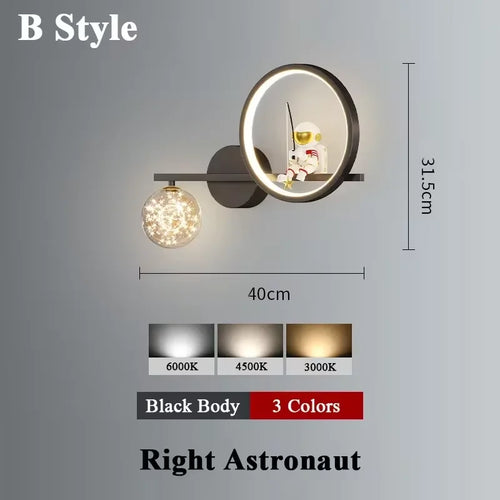 applique murale led créative lune astronaute décoration pour enfant - vue 20 sur 23