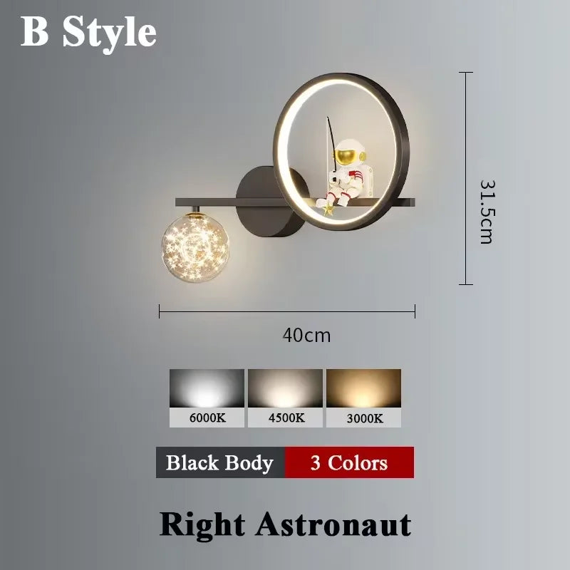 applique murale led créative lune astronaute décoration pour enfant - vue 19 sur 23
