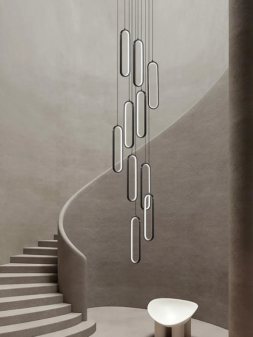 lustre ovale led minimaliste pour duplex hôtel penthouse - vue 7 sur 18