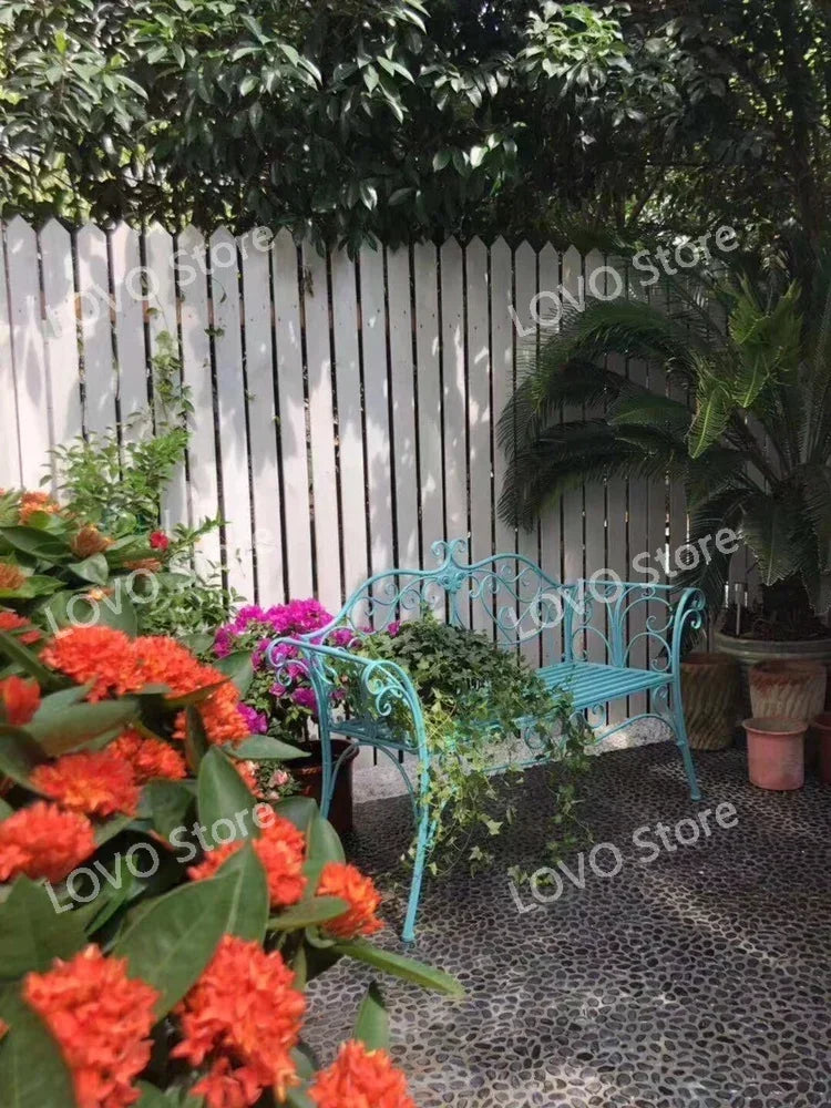 banc de jardin fer forgé table et chaises extérieur - vue 3 sur 14