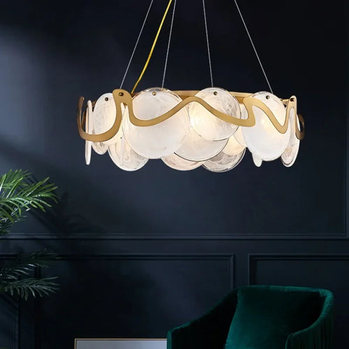 lustre post-moderne en verre simple pour salon luxueux - vue 3 sur 10