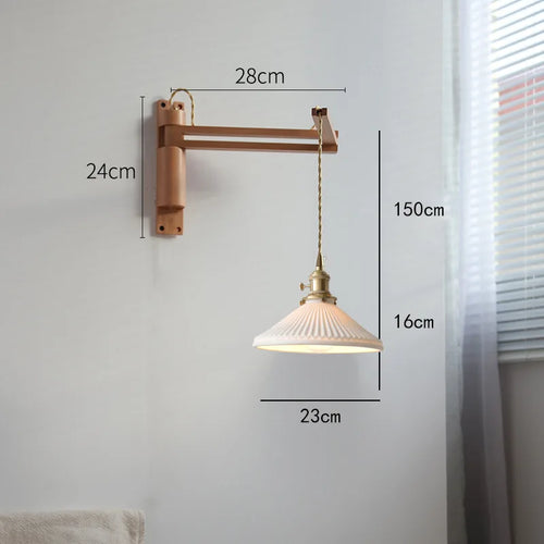 applique murale led rétro japonaise télescopique en laiton et verre - vue 16 sur 15