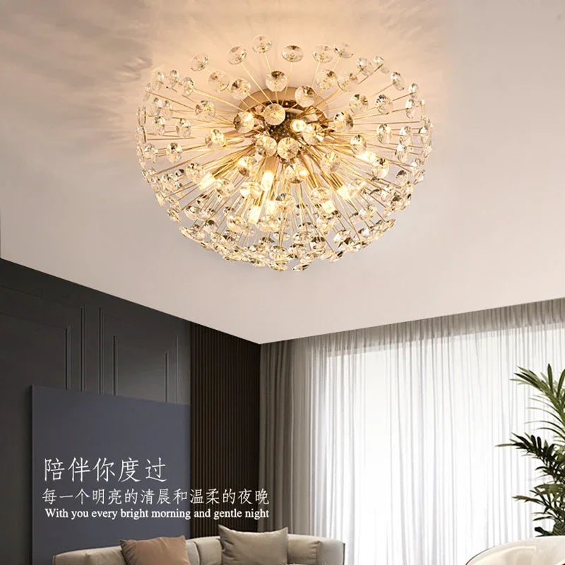 Dandelion Crystal Ceiling Light 2024 New Style Living Room, Bedroom, Study Decoration Light Creative Sun Flower LED Light - vue 3 sur 8