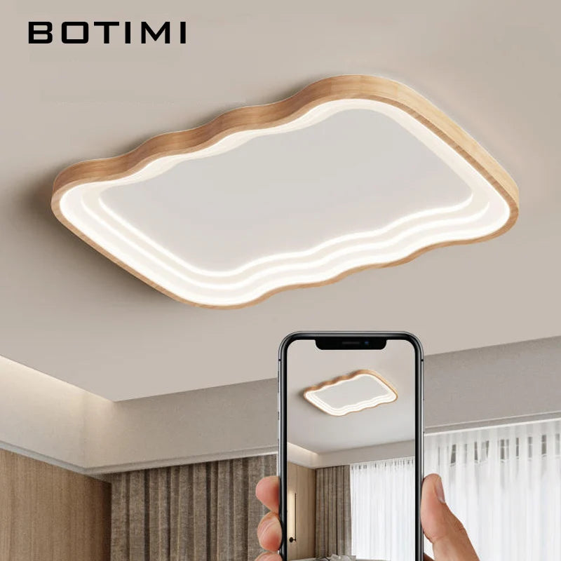 Plafonnier LED rectangulaire en bois - vue 5 sur 11