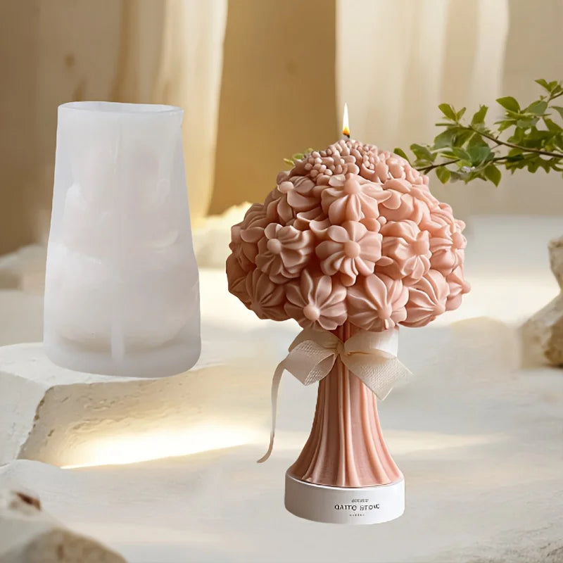 moule en silicone 3d bouquet de roses pour bougie - vue 5 sur 18