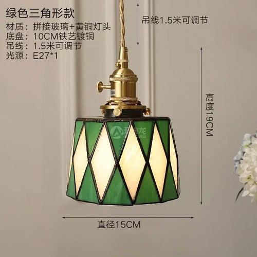 lustre en verre fait main style tiffany pour décoration intérieure - vue 11 sur 15