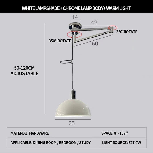 lustre pliable moderne nordique design télescopique pour intérieur contemporain