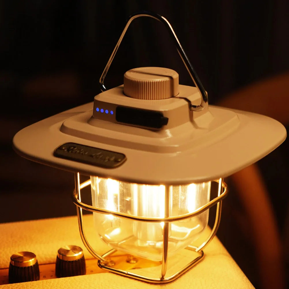 lampe de camping led rétro suspendue étanche avec batterie rechargeable - vue 2 sur 12
